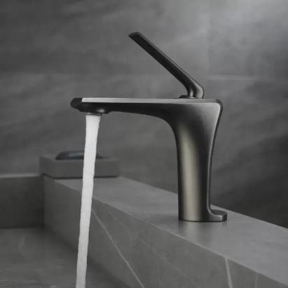 Baterie lavoar din alamă sanitară, gun grey satinat, Korman Technik 10007N