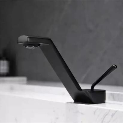 Baterie lavoar negru mat din alamă sanitară, monocomandă, Korman Technik MP017H