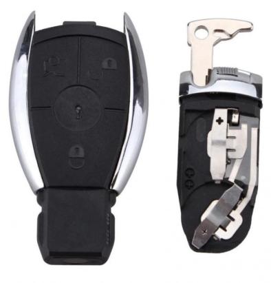 Carcasă cheie SmartKey compatibilă Mercedes-Benz, 3 butoane, model cromat