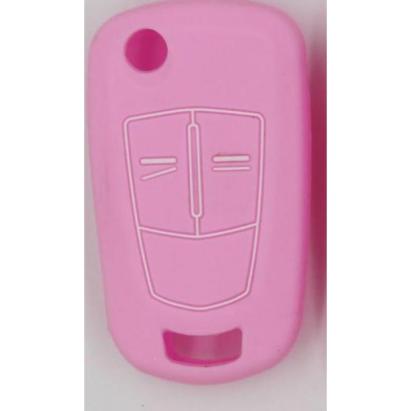 Husă din silicon roz pentru cheie Opel Astra H, 2 butoane, protecție antișoc