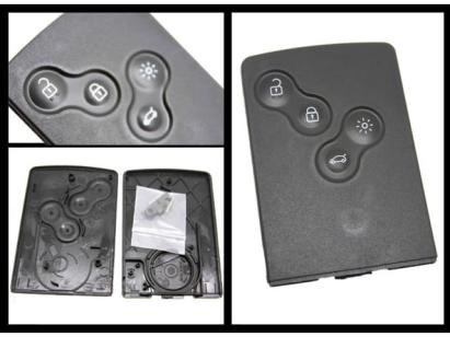 Carcasă cartelă cheie Renault Clio IV cu 4 butoane, fără electronică, OEM