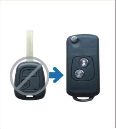 Carcasă cheie tip briceag pentru Peugeot 307, 2 butoane, lamă HU83