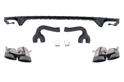 Difuzor Bara Spate Evacuare Dubla Audi Q8 S-Line (2018-2023) Evacuari Negre Performance AutoTuning