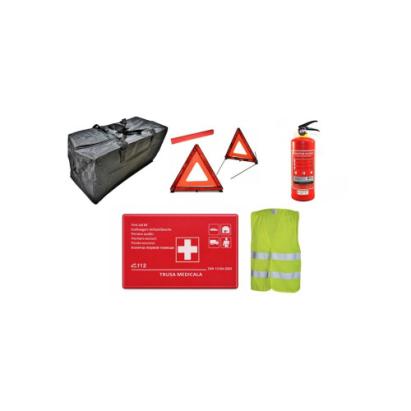 Kit siguranta auto complet trusa cutie rosie 2 triunghiuri stingator vesta geanta Automotive TrustedCars