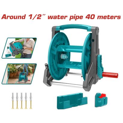 Tambur pentru furtun de grădină TOTAL 1/2" până la 40 m, cu montaj pe perete