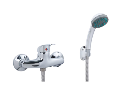Baterie de duș monocomandă cromată, montaj pe perete, set cu pară duș CD000