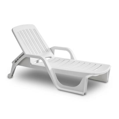 Sezlong de Plaja sau Gradina, reglabil, dimensiune 190 x 46 x 71 cm, material plastic, culoare Alb FAVLine Selection