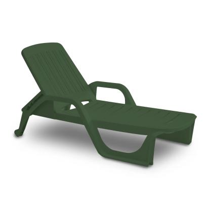 Sezlong de Plaja sau Gradina, reglabil, dimensiune 190 x 46 x 71 cm, material plastic, culoare Verde FAVLine Selection