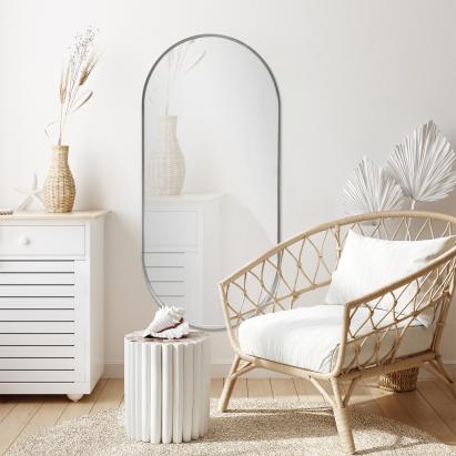 Oglinda de perete baie Corato  aluminiu argintiu [en.casa] HausGarden Leisure