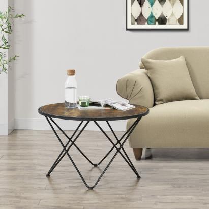 Masuta cafea Goskamark forma rotunda efect lemn nuanta inchisa [en.casa] HausGarden Leisure