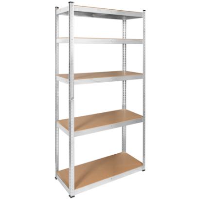 Raft metalic depozitare, 5 polite MDF reglabile, 150 kg/polita, 180 cm inaltime, asamblare push-in, argintiu  Rebel RB-1251 SafetyGuard Surveillance