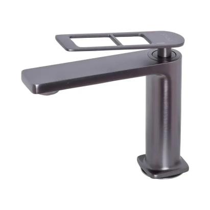 Baterie lavoar monocomandă Gun Grey, cartuș ceramic, alamă, cu racorduri și kit fixare