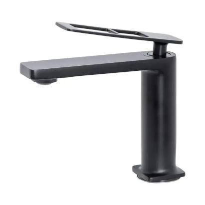 Baterie lavoar monocomandă negru mat, cartuș ceramic, alamă sanitară 18 cm