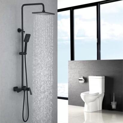 Coloană de duș din alamă sanitară, negru mat, 3 funcții, Korman Technik 6720H