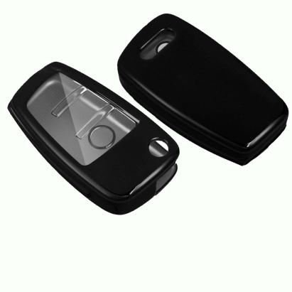 Husă pentru cheie briceag Audi 3 butoane, neagră, protecție TPU+PC