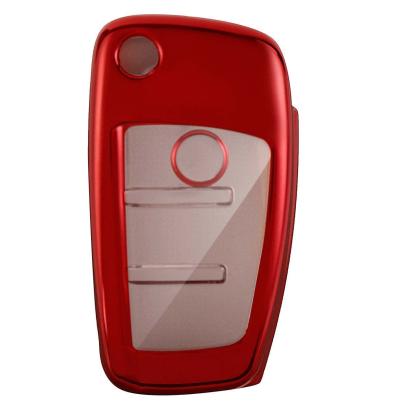 Husă protecție cheie Audi tip briceag, 3 butoane, roșie, TPU+PC