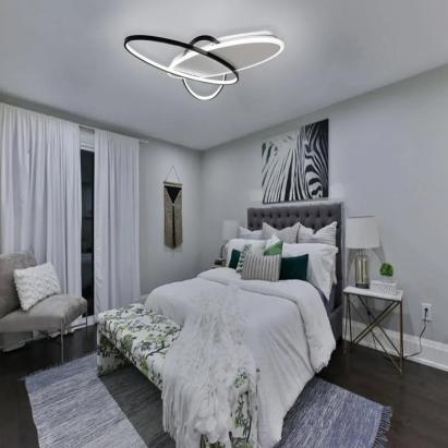 Lustra LED cu telecomanda LIGURIA 77W, 3 Ovale, lumina Rece/Calda/Neutra, Dimabila, Negru Alb