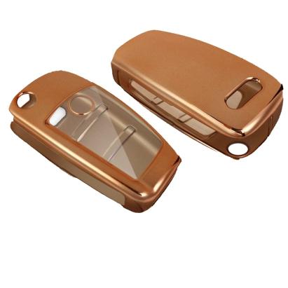 Husă pentru cheie briceag Audi cu 3 butoane, TPU+PC, culoare gold