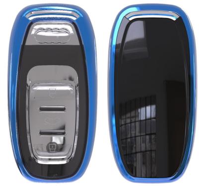 Husă cheie Audi Smartkey 3 butoane, albastră, TPU+PC, pentru A6/A7/A8 4G
