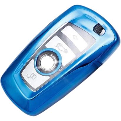 Husă cheie BMW Smartkey 3/4 butoane, albastră, TPU+PC, compatibilă Seria F