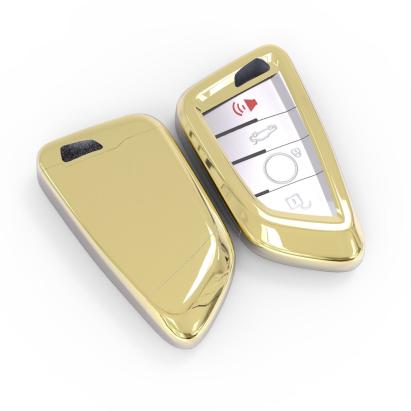 Husă cheie Smartkey pentru BMW Seria G, 4 butoane, aurie, TPU+PC