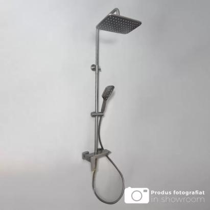 Coloană de duș din alamă sanitară, gun grey satinat, 3 funcții – Korman Technik 9810N