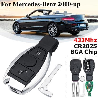 Cheie smartkey compatibila Mercedes-Benz, 2 butoane, 433MHz, completa