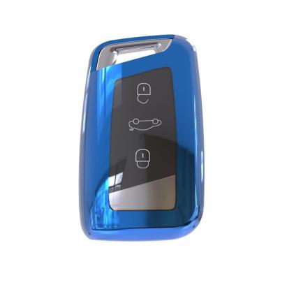 Husă cheie auto SmartKey din TPU albastru, compatibilă Passat B8 și Arteon