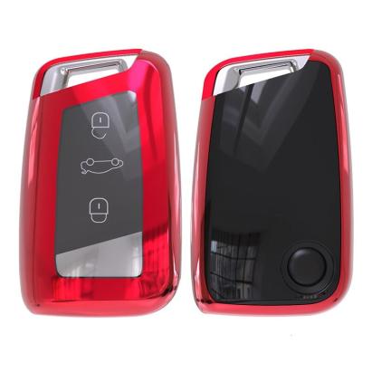 Husă cheie auto smartkey TPU roșie, compatibilă VW Passat B8 și Arteon