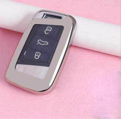 Husă cheie auto Smartkey 3 butoane din TPU, Silver, pentru Passat B8 și Arteon