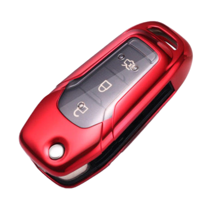 Husă cheie briceag Ford Ranger 2014+ roșie, protecție TPU+PC