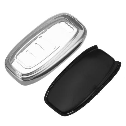 Husă cheie Audi SmartKey 3 butoane, argintie, TPU+PC, compatibilă A6/A7/A8 4G