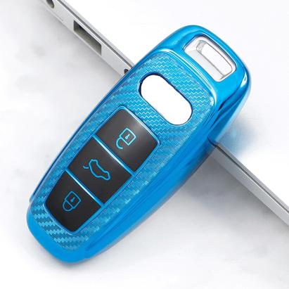 Husă cheie pentru Audi Q8/A8 SmartKey, TPU+PC, albastru carbon, 3-4 butoane
