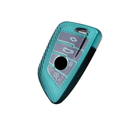 Husă cheie BMW Smartkey Seria G, 3/4 butoane, verde carbon, TPU+PC