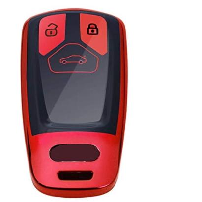 Husă cheie Audi SmartKey TPU+PC roșu-negru, protecție premium pentru 3/4 butoane