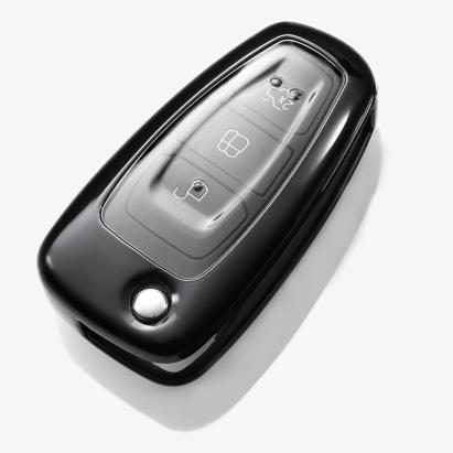 Husă cheie Ford tip briceag TPU+PC, neagră, compatibilă 2/3 butoane