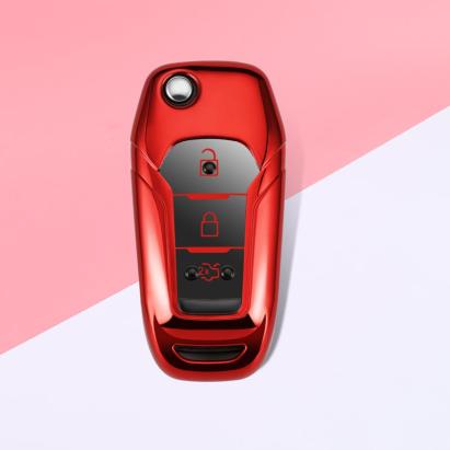 Husă cheie Ford briceag roșie TPU+PC, butoane negre, compatibilă Ranger/Puma