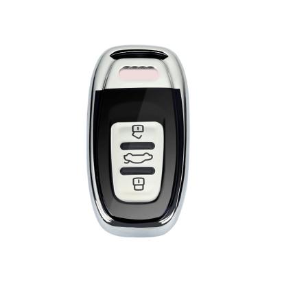 Husă cheie smartkey Audi 3 butoane, gri-negru, TPU+PC, compatibilă A6/A7/A8 4G