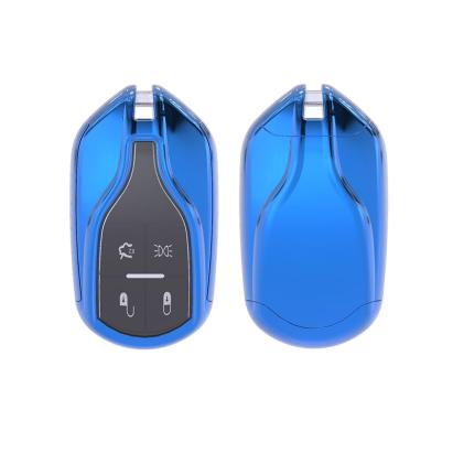 Husă cheie auto compatibilă Maserati, TPU+PC albastră, protecție premium