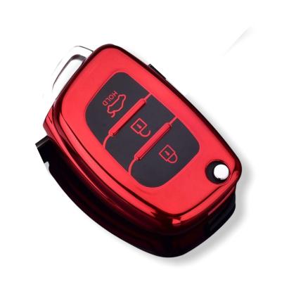 Husă TPU roșie pentru cheie briceag Hyundai, cu butoane negre (3 butoane)