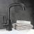 Baterie de lavoar negru mat cu pipă rotativă, inox SUS304, Korman Technik LY008C
