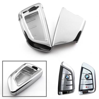 Husă cheie smart compatibilă BMW Seria G, 4 butoane, silver, TPU+PC