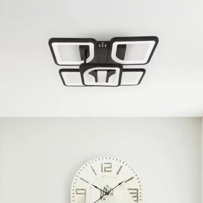 Lustră LED ZOE 65W cu telecomandă, 5 pătrate, dimabilă, negru, 3 culori