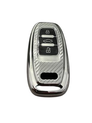 Husă cheie Audi Smartkey 3 butoane, gri carbon, TPU+PC, pentru A6/A7/A8 4G