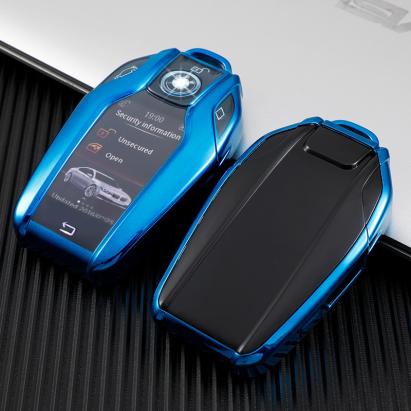 Husă cheie BMW Smartkey cu display, TPU albastră – protecție premium X5/X6/Seria 7