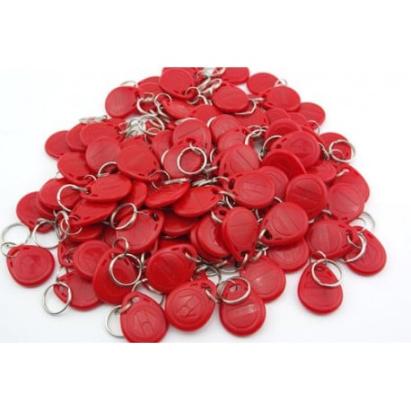 Set 100 tag-uri RFID clonabile roșii pentru acces, cu inel metalic
