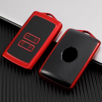 Husă cheie Renault Smartkey 4 butoane, TPU roșie, pentru Megane/Kadjar/Captur/Clio
