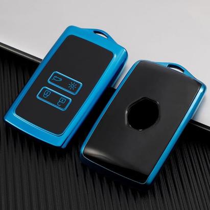 Husă cheie Renault Smartkey 4 butoane TPU albastră, pentru Megane, Kadjar, Captur, Clio