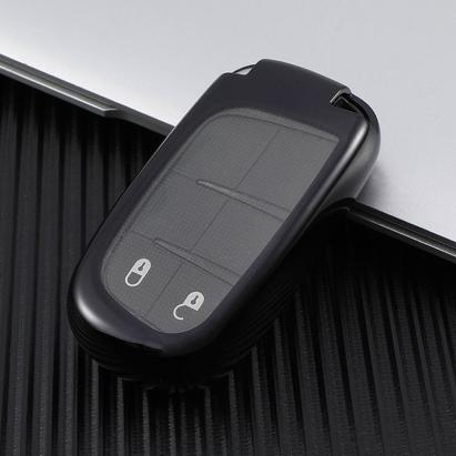 Husă cheie smartkey Jeep/Fiat/Chrysler/Dodge din TPU, neagră, aspect premium