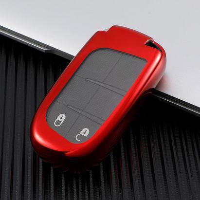 Husă cheie smartkey Jeep/Fiat/Chrysler/Dodge TPU roșie, aspect premium